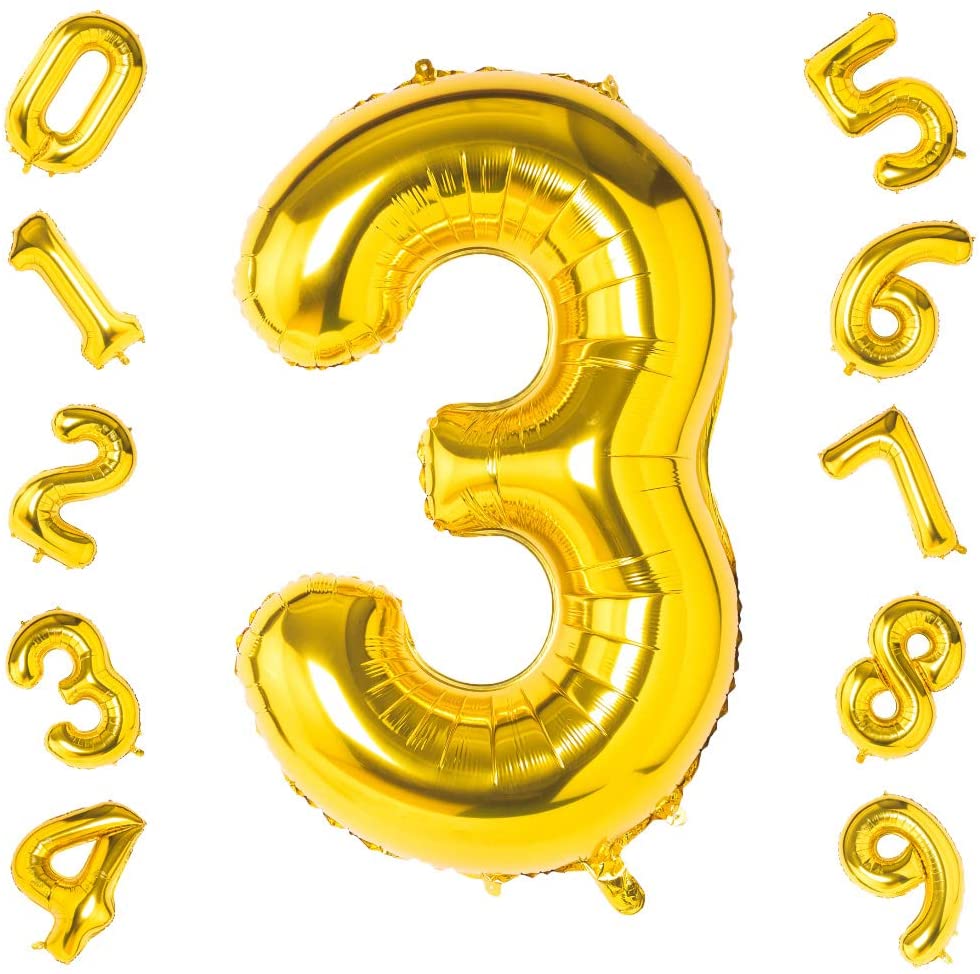 Gold Foil Number Balloon 3 - 16"